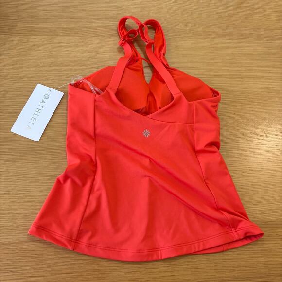 NWT ATHLETA  Size S Crossed Tankini Swim Top Vermillion Orange Red - Picture 2 of 9